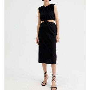 Compania Fantastica Black Dress With Waist Slits In Black